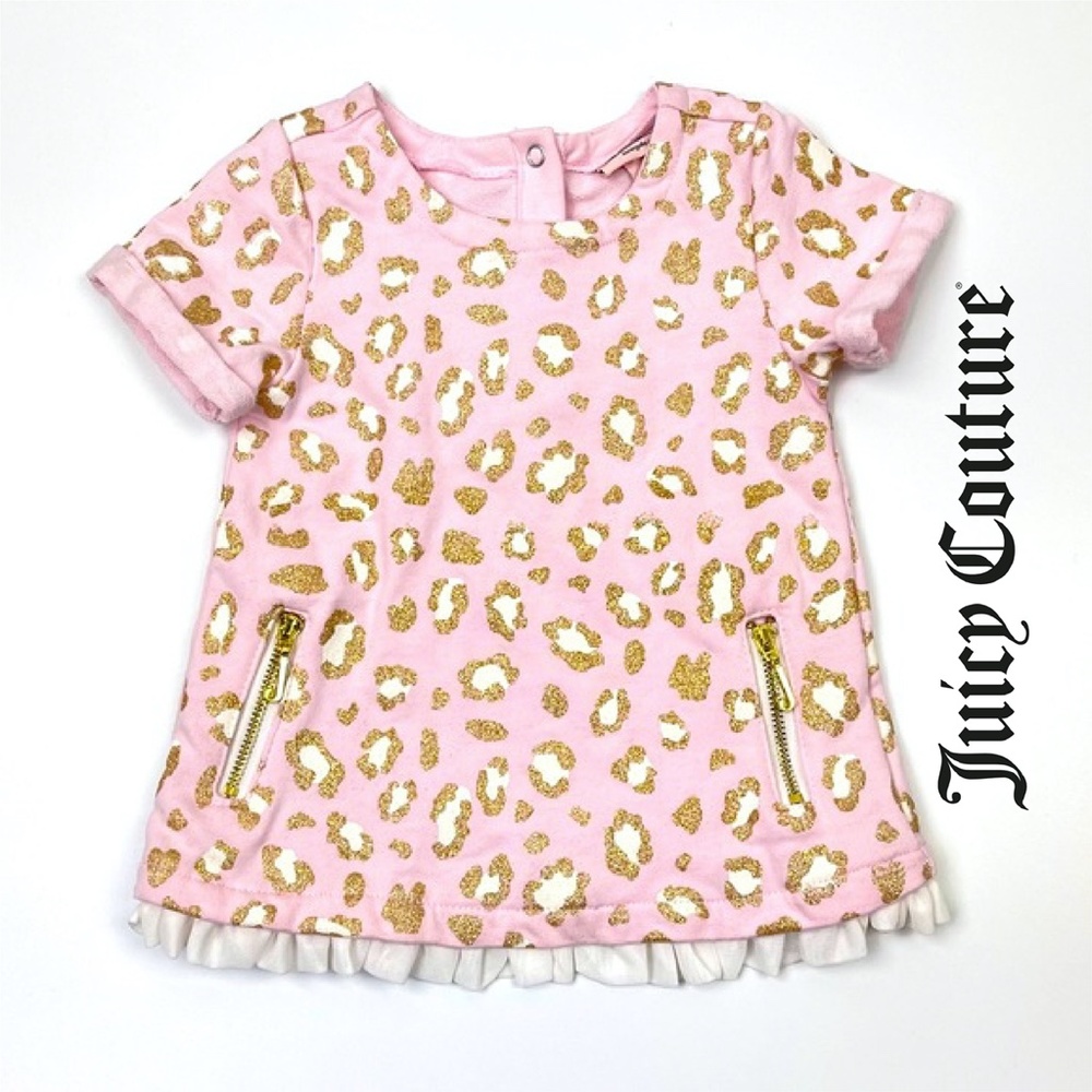 JUICY COUTURE Baby Pink Leopard Ruffle Dress 12 M